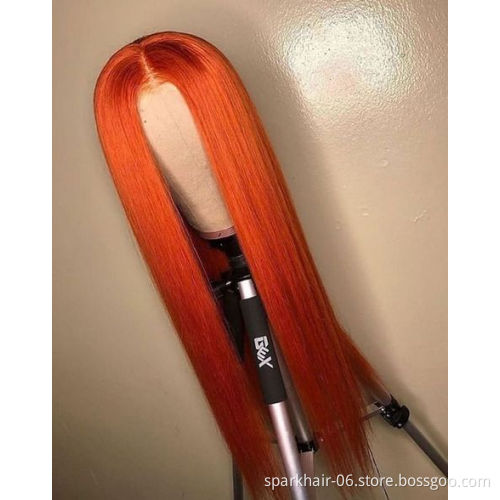 Ginger Red Orange HD Lace Front Wig , 99j Red Color Human Hair Wigs For Black Woman , Orange Color Wig Lace Front Human Hair